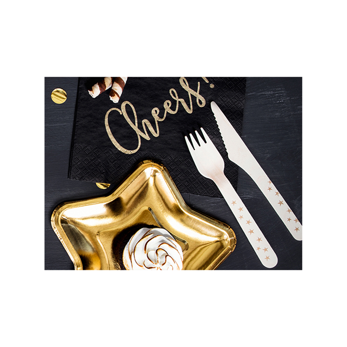 Holzbesteck - 18er Set - Stars Gold