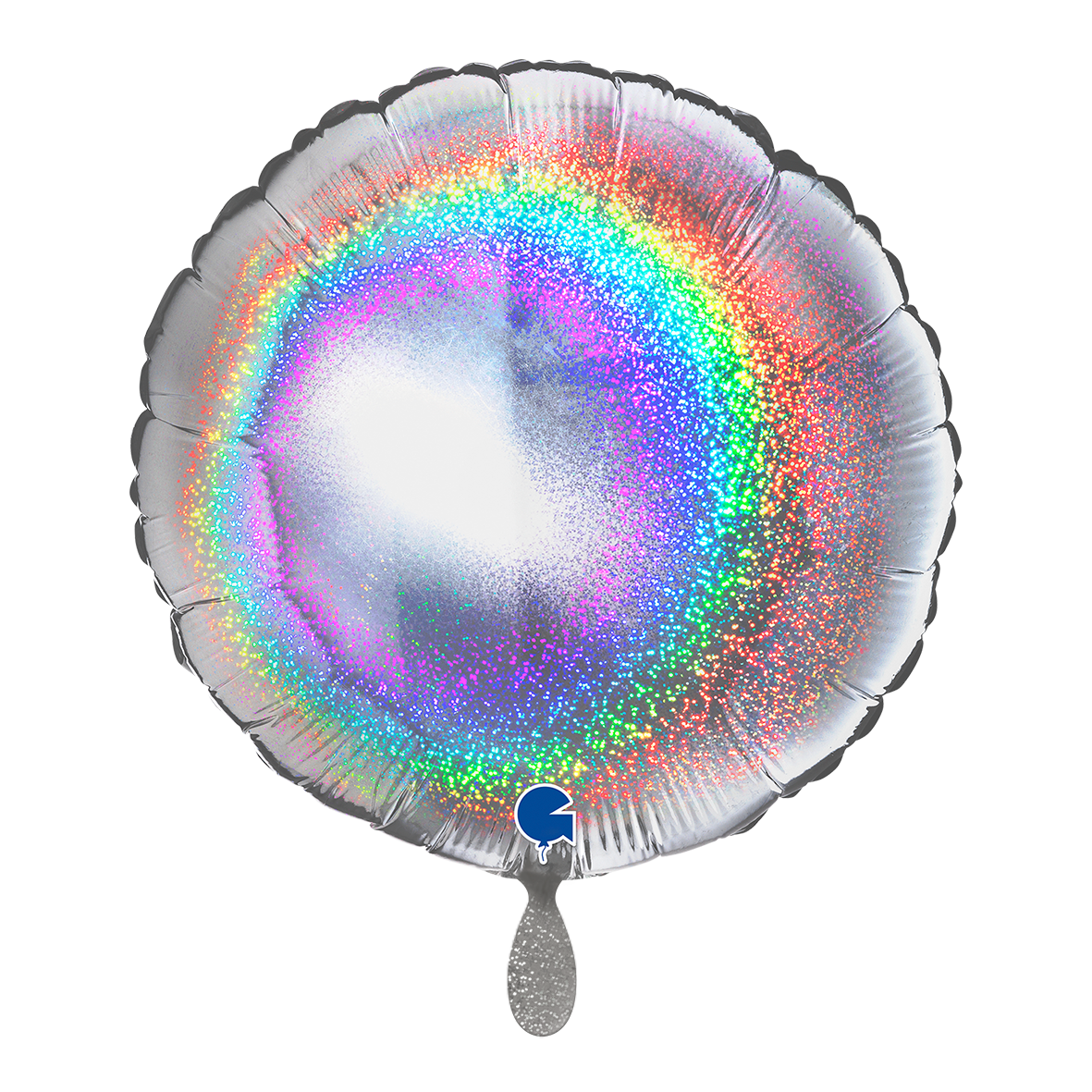 1 Balloon - Round - Glitter Holographic Silver
