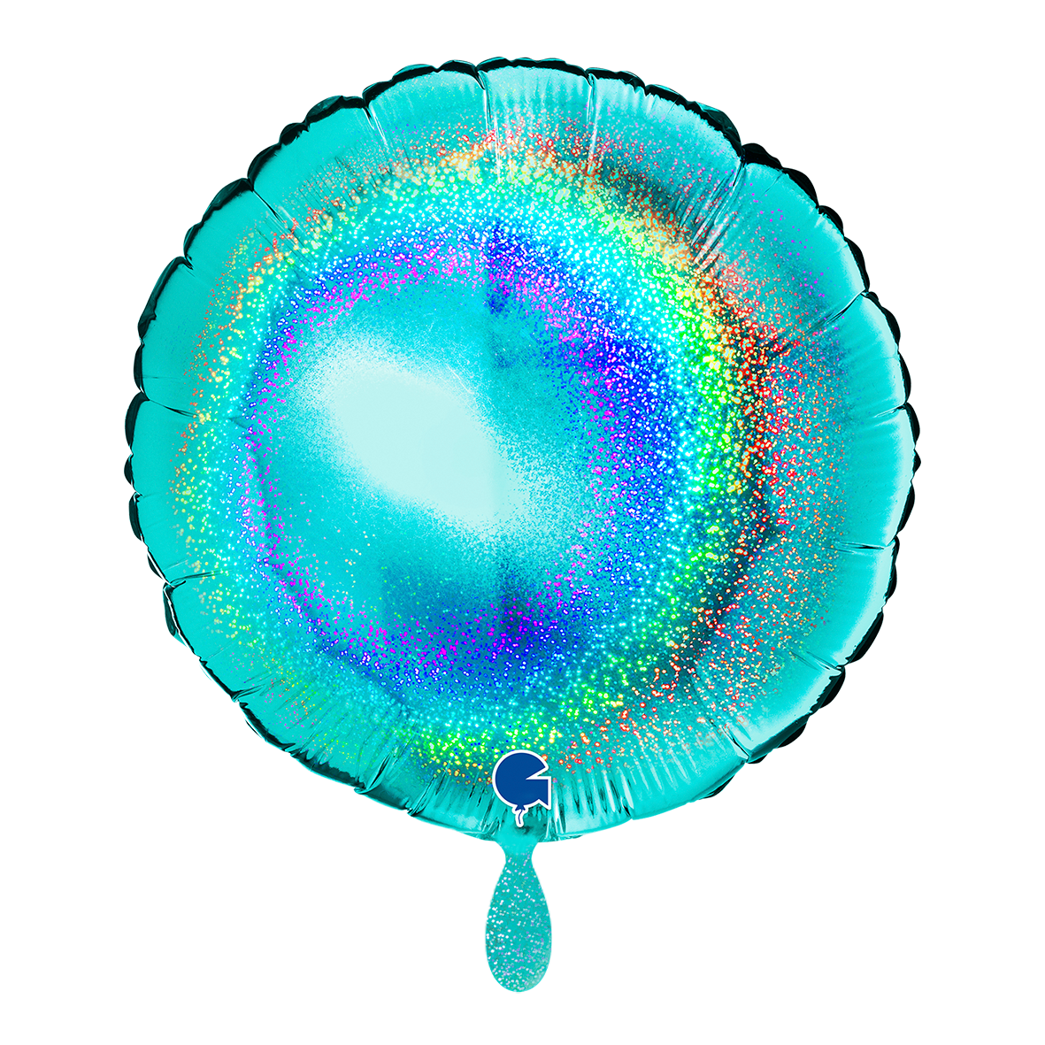 1 Balloon - Round - Glitter Holographic Tiffany