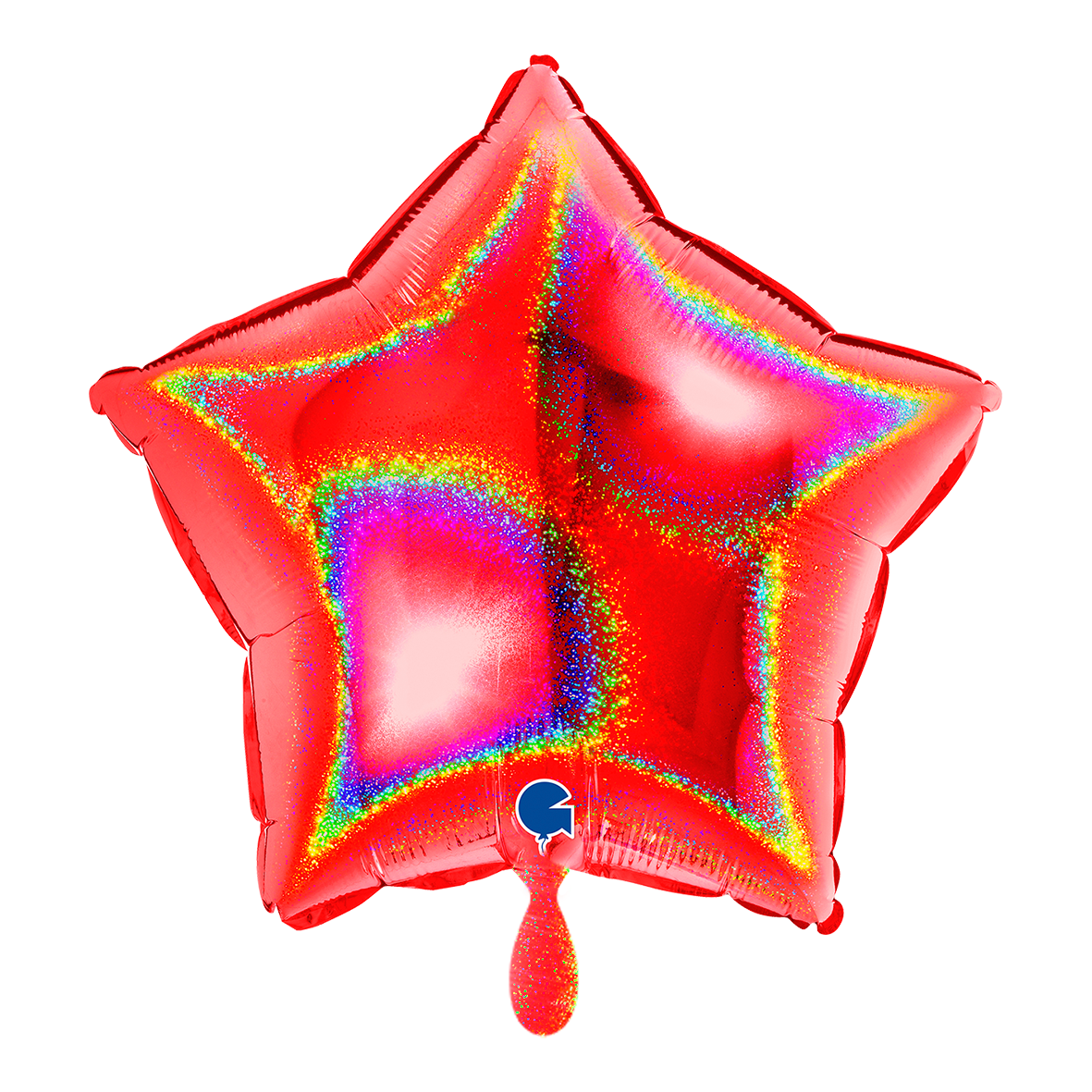 1 Balloon - Star - Glitter Holographic Red