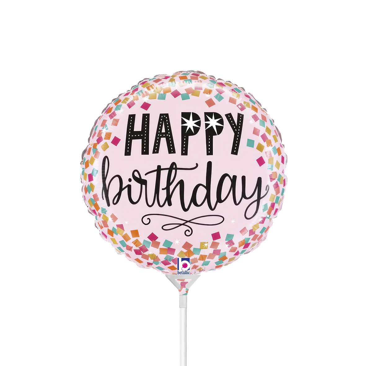 10 Miniballoons Airfilled - Pink Confetti Birthday (Unverpackt)