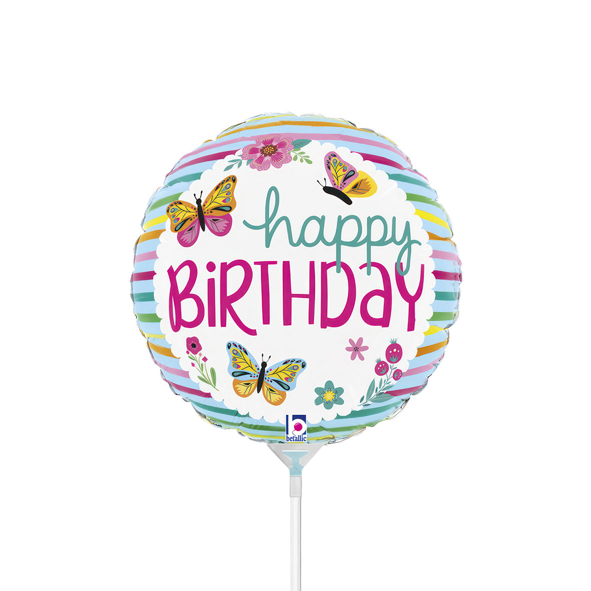 10 Miniballoons Airfilled - BDay Colorful Butterflies (Unverpackt)