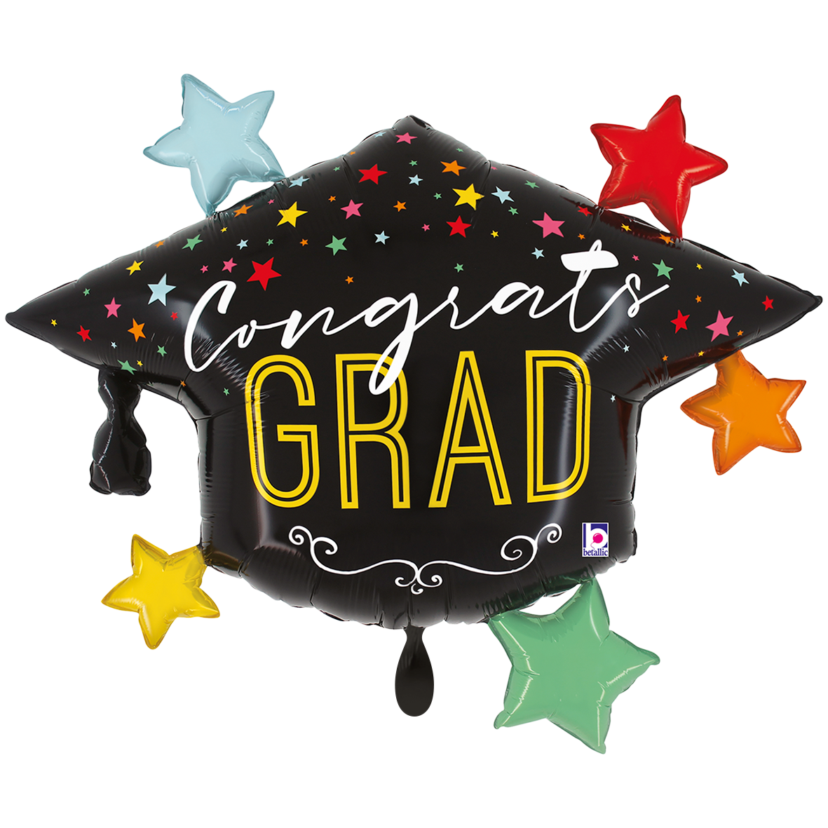1 Balloon XXL - Colorful Stars Grad Hat