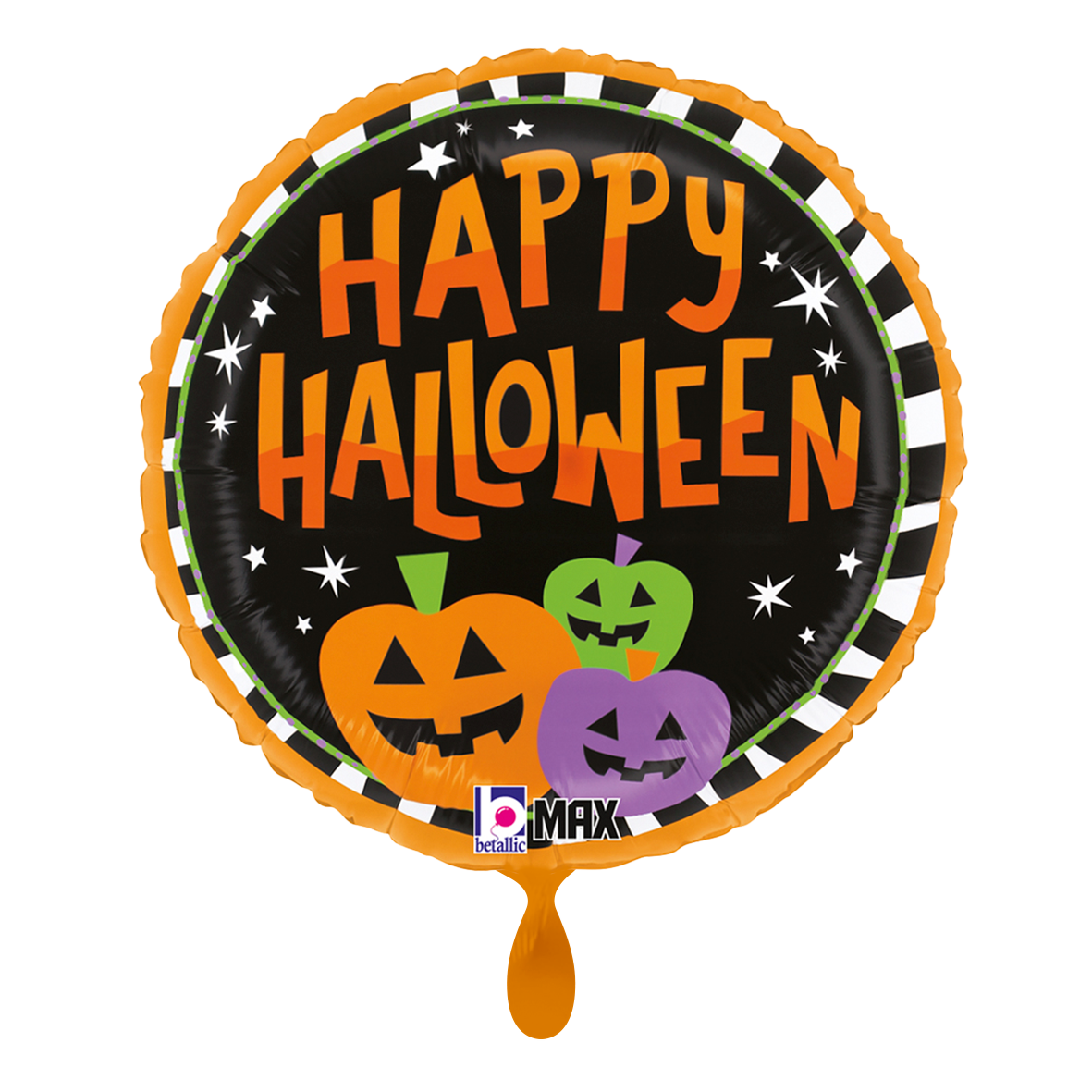 1 Balloon - Halloween Stripe Pumpkins