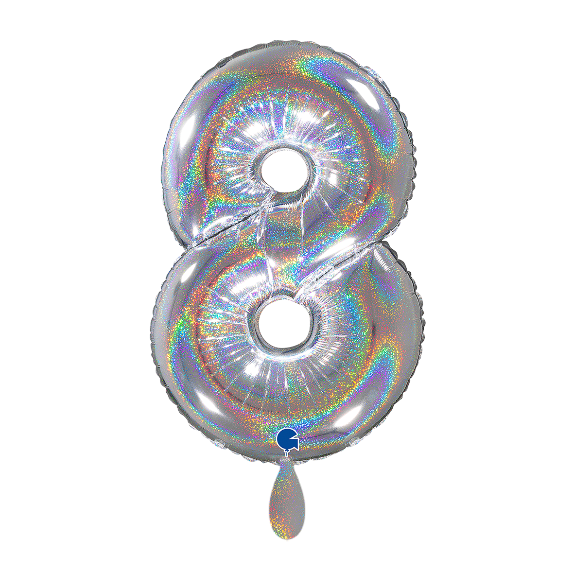 1 Balloon XL - Number 8 - Glitter Holographic Silver
