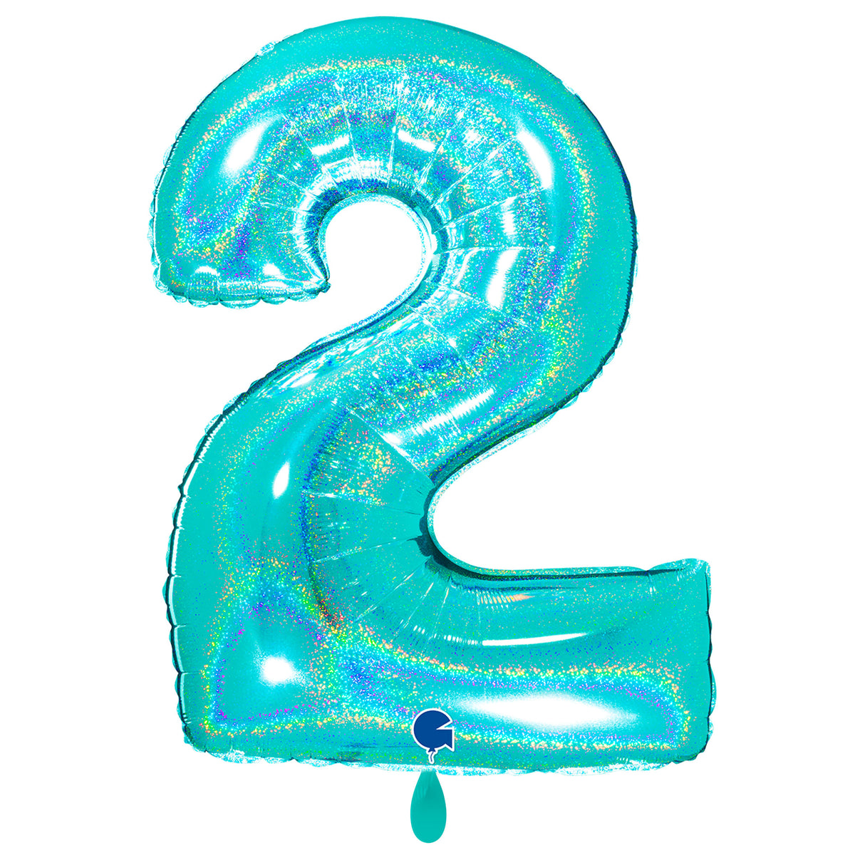 1 Balloon XXL - Number 2 - Glitter Holographic Tiffany