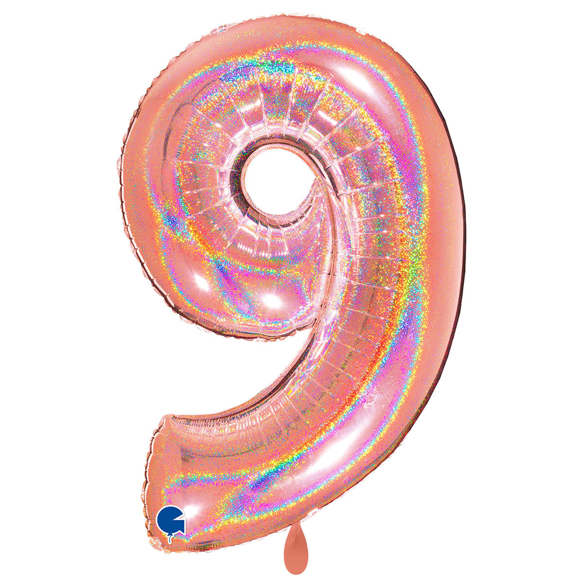 1 Balloon XXL - Number 9 - Glitter Holographic Rose Gold