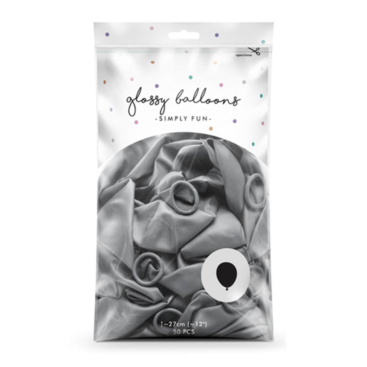 50 Luftballons - Ø 30cm - Glossy - Silber