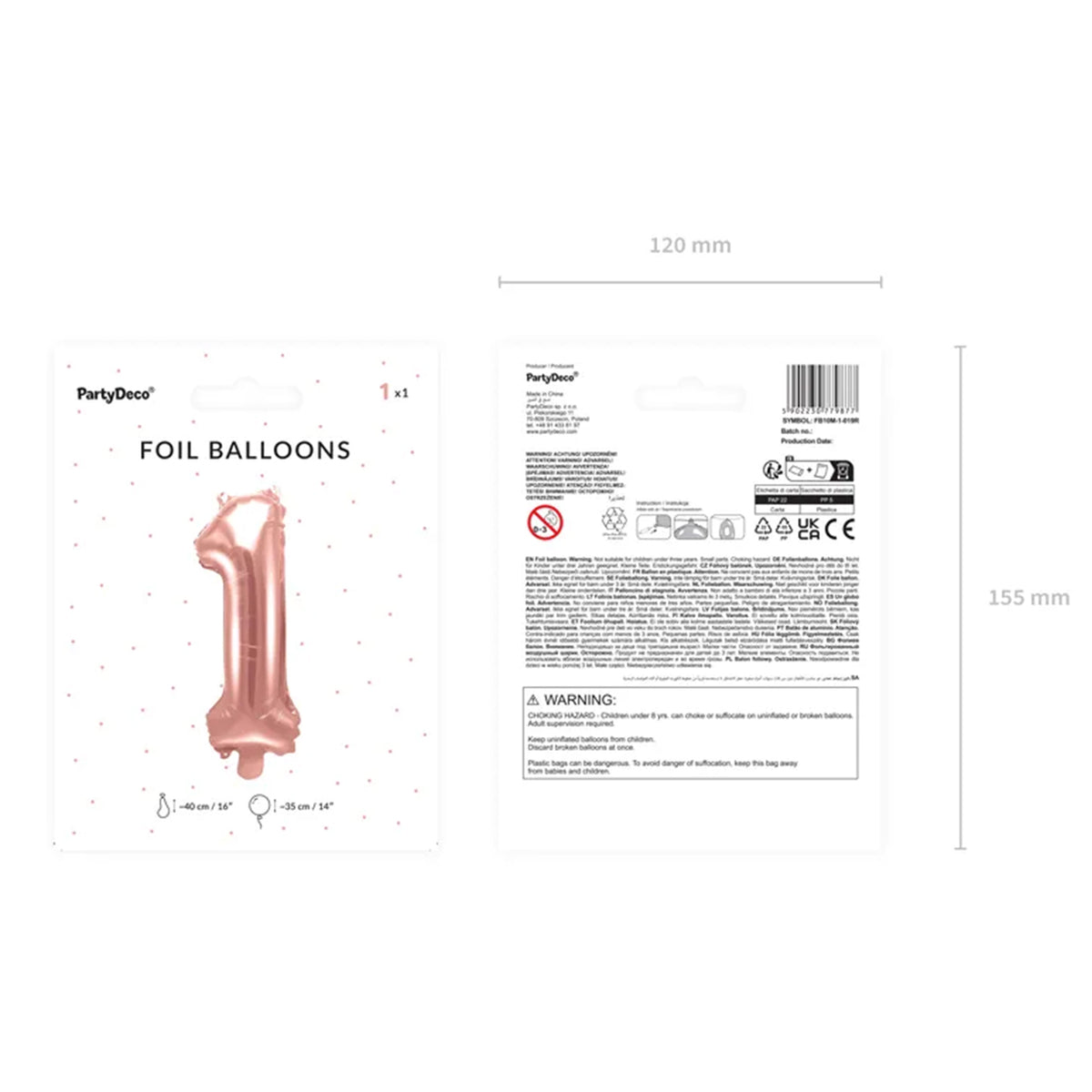 1 Balloon XS - Zahl 1 - RoséGold