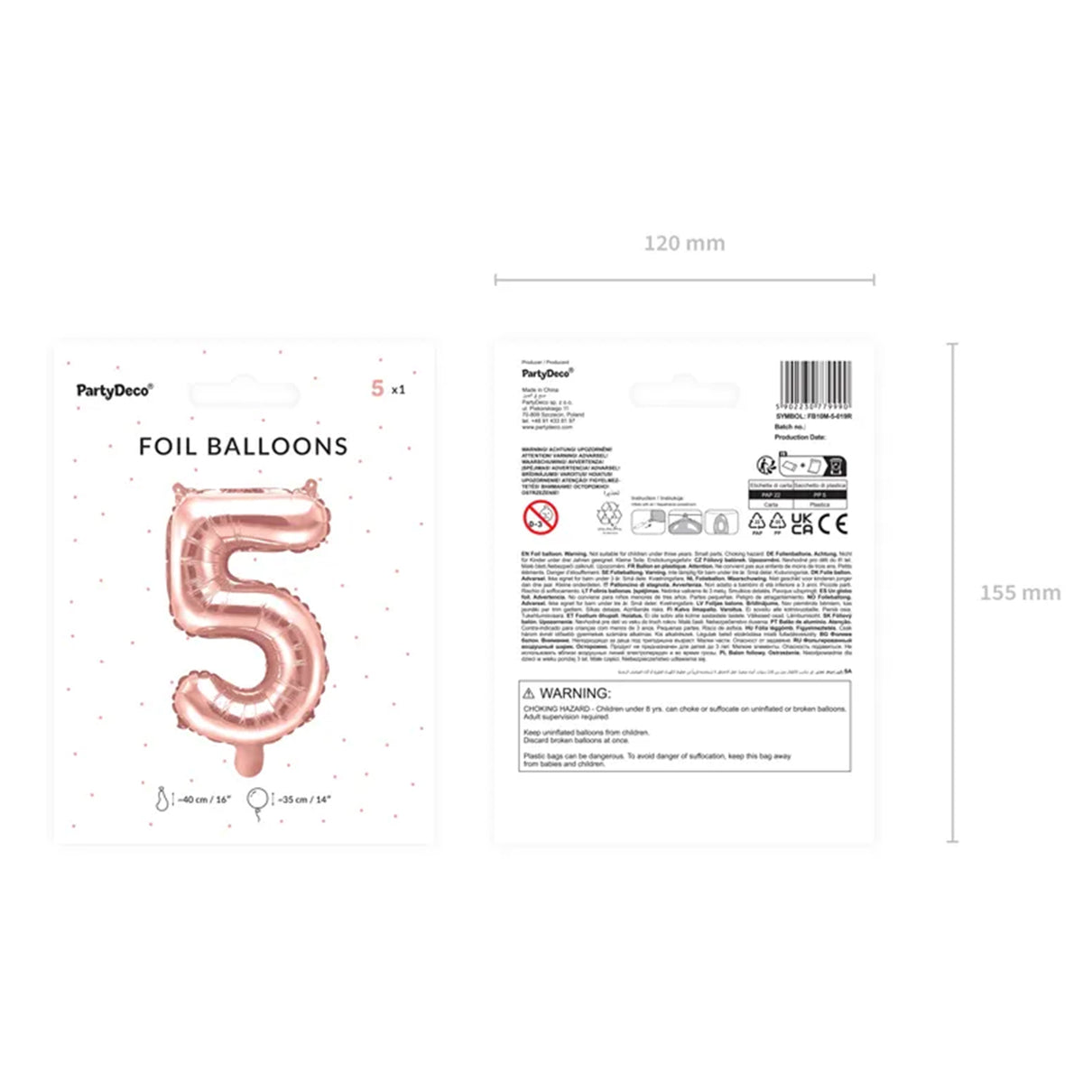1 Balloon XS - Zahl 5 - RoséGold