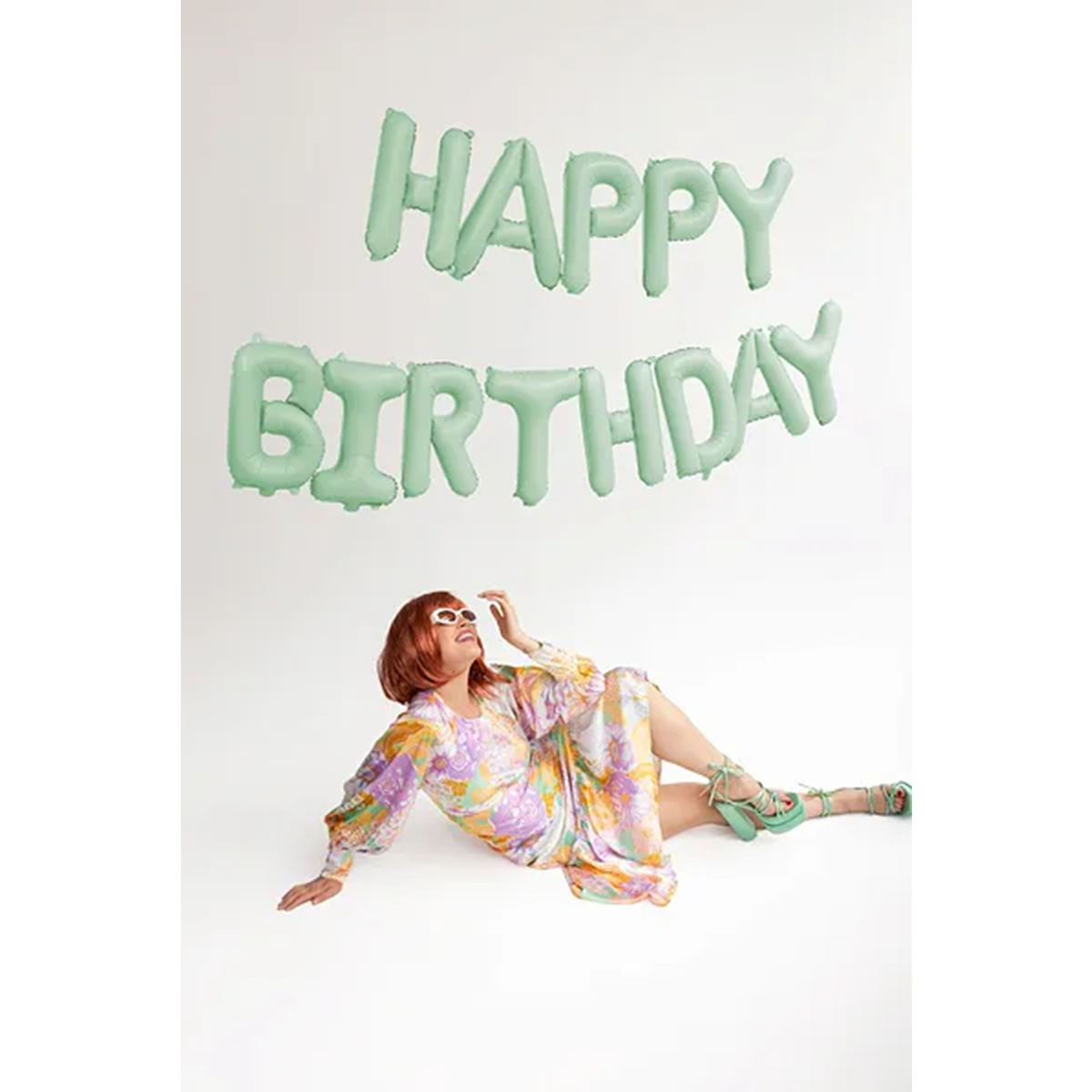 1 Ballon - Schriftzug - Happy Birthday - Mint