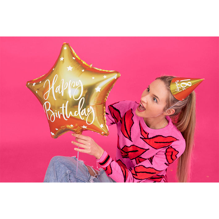 1 Ballon - Happy Birthday Star - Gold