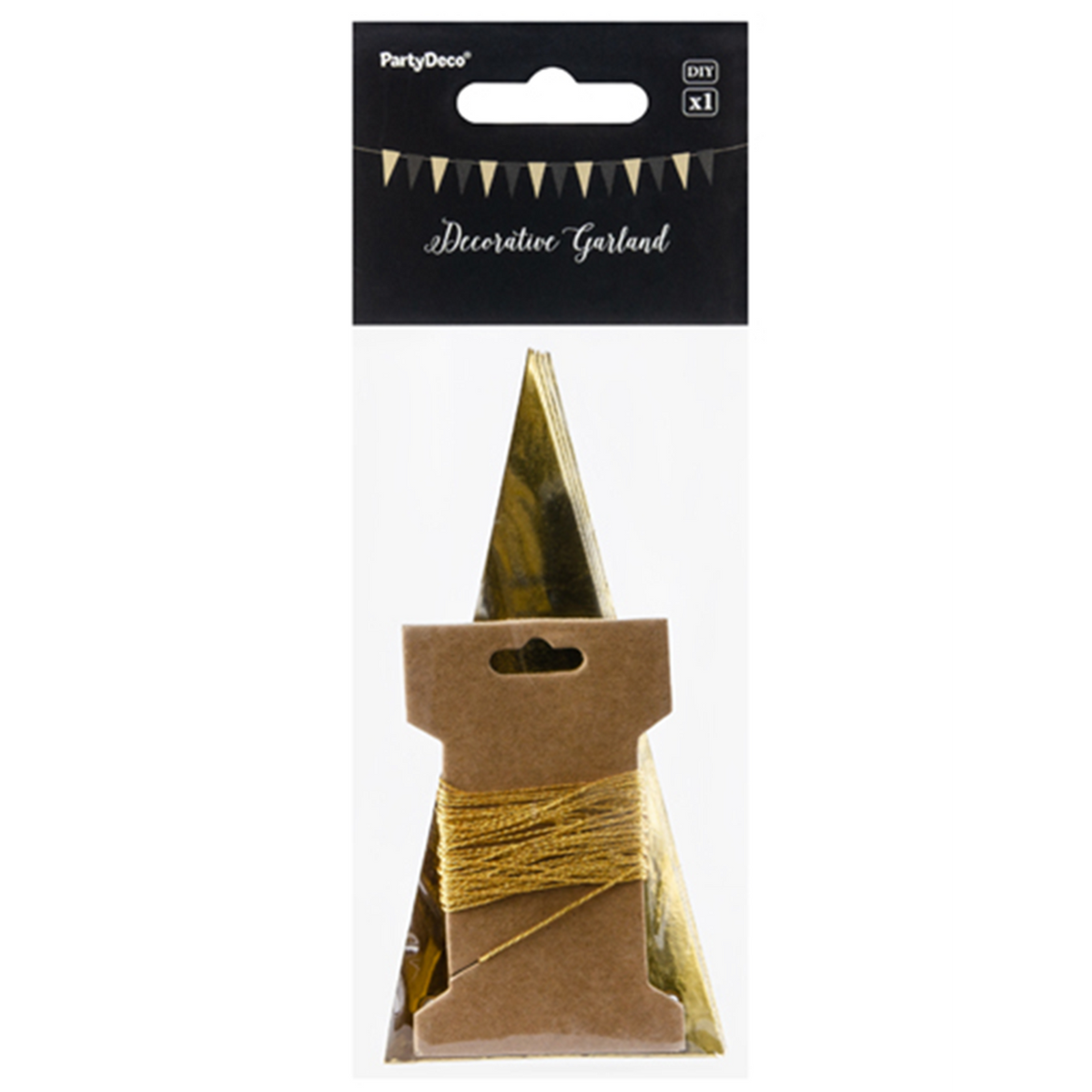 1 Wimpelgirlande - 2,15m - Gold & Schwarz