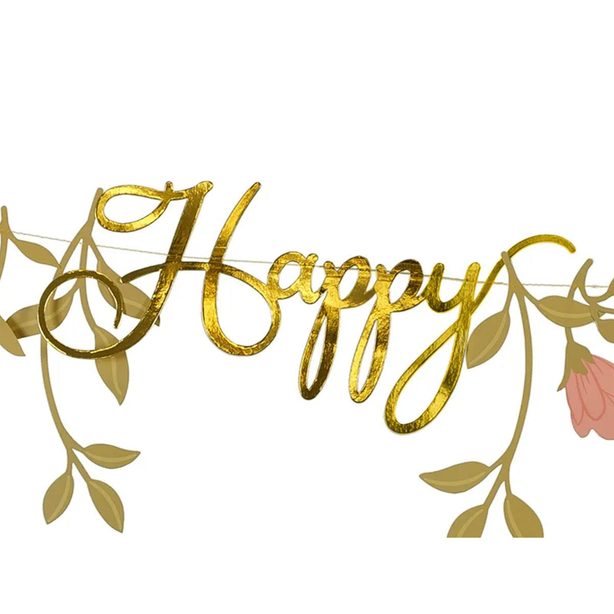1 Bannergirlande - Happy Birthday Flowers Rose & Gold