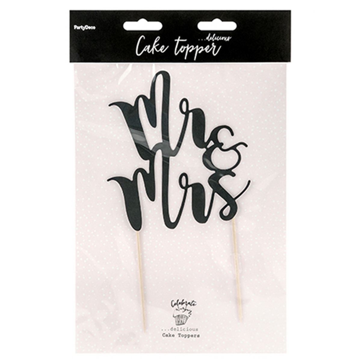 1 Cake Topper - Mr & Mrs - Schwarz