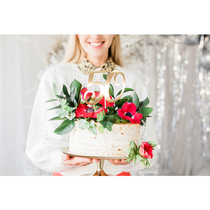 1 Cake Topper - 50 - Gold