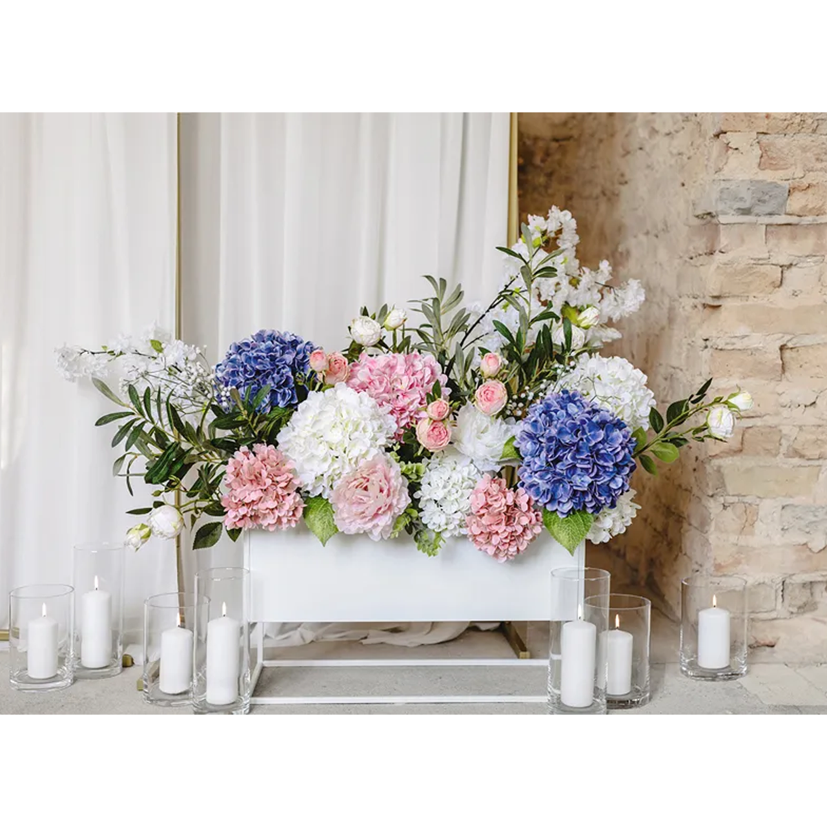 1 Künstliche Blume - Hortensie - 69 cm - Hellrosa