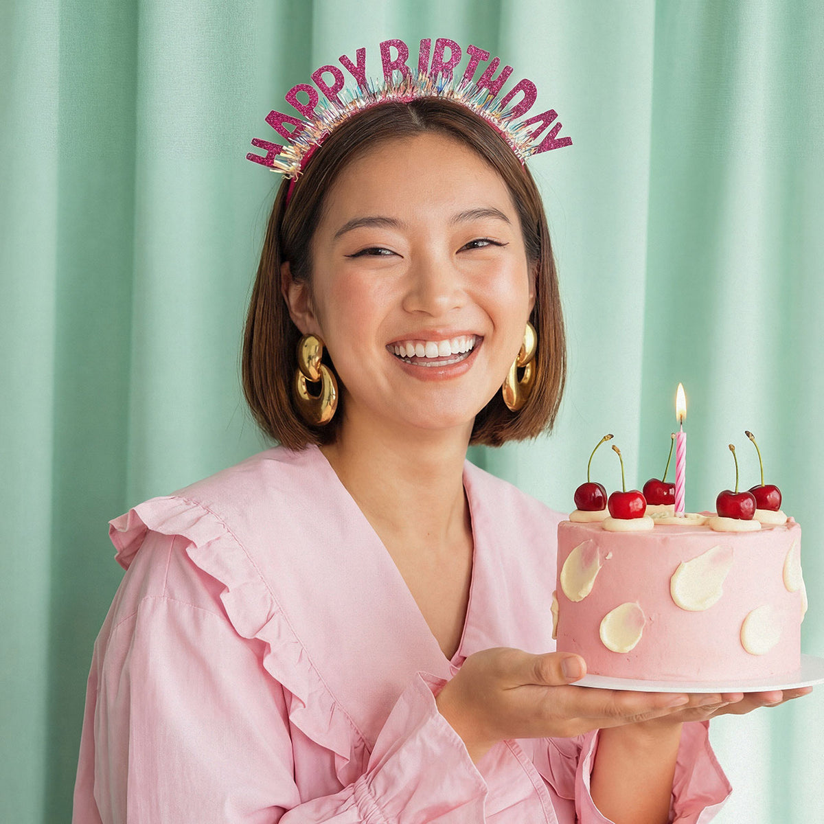 1 Stirnband - Happy Birthday - Rosa