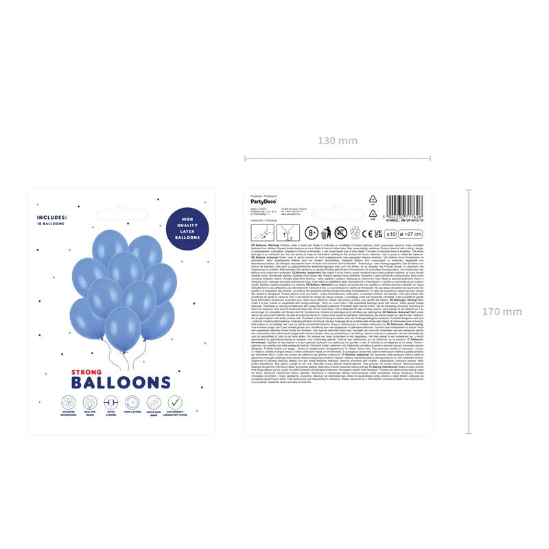 10 Luftballons - Ø 27cm - Pastell Ultramarine