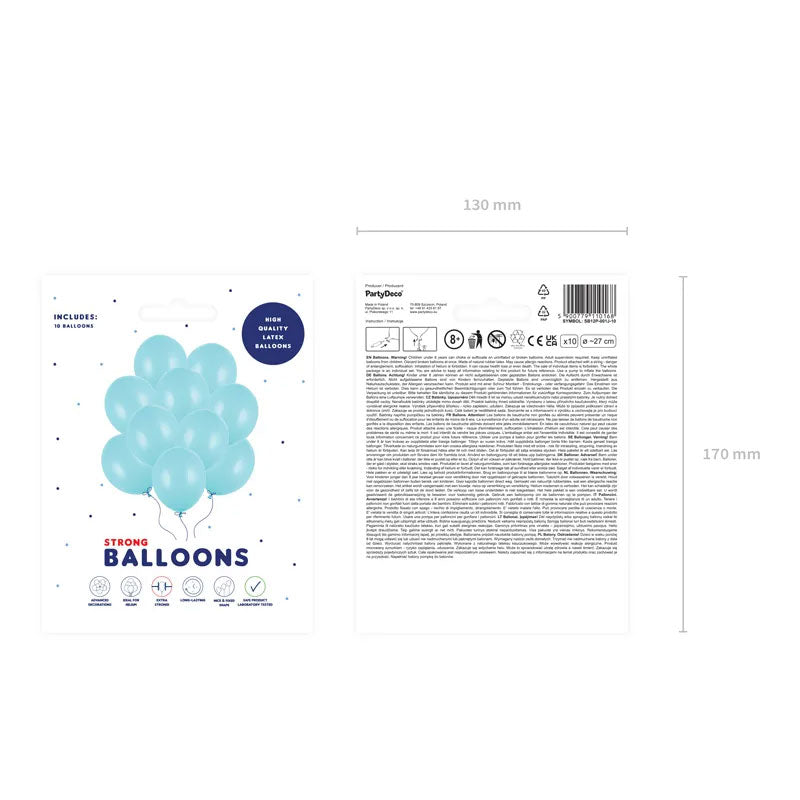 10 Luftballons - Ø 27cm - Pastell Light Blue