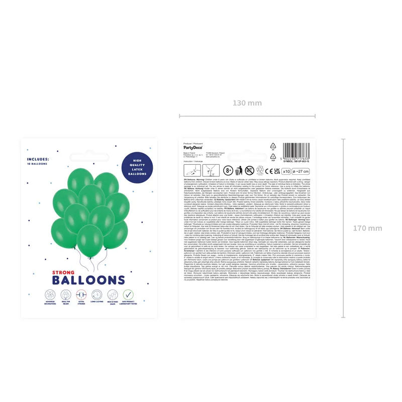 10 Luftballons - Ø 27cm - Pastell Emerald Green