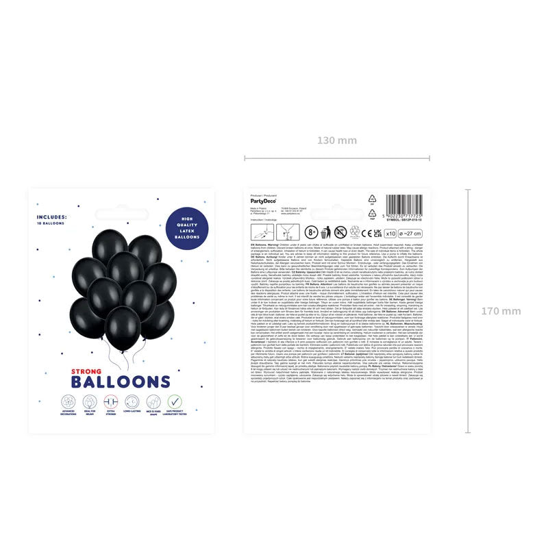 10 Luftballons - Ø 27cm - Pastell Black