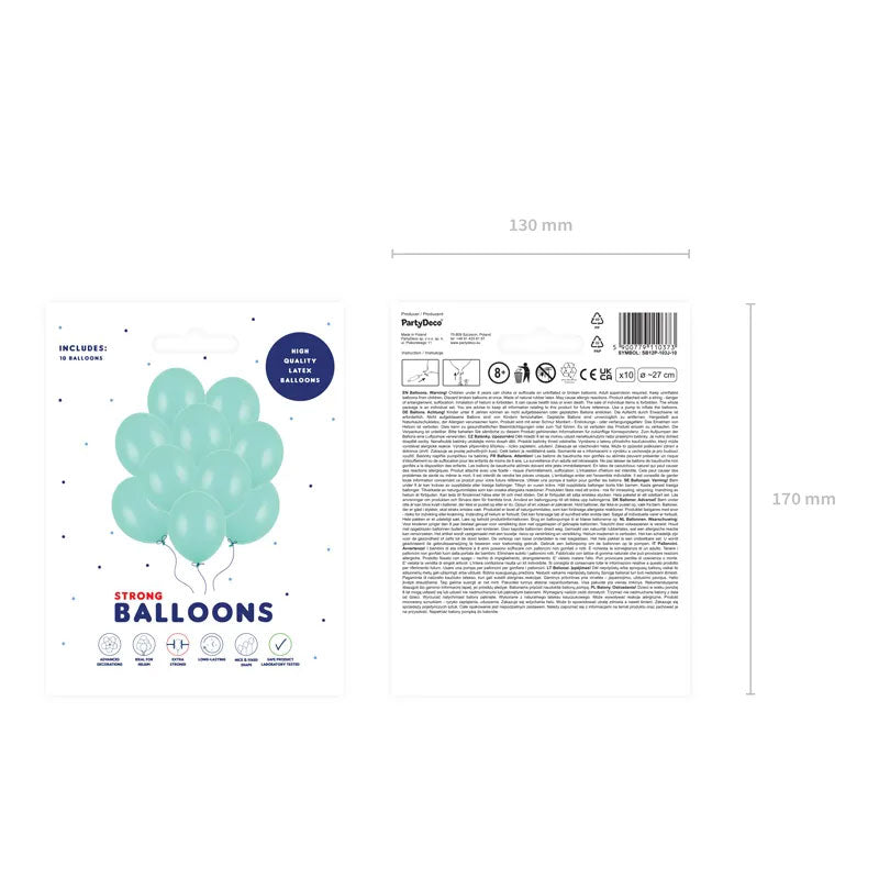 10 Luftballons - Ø 27cm - Pastell Light Mint