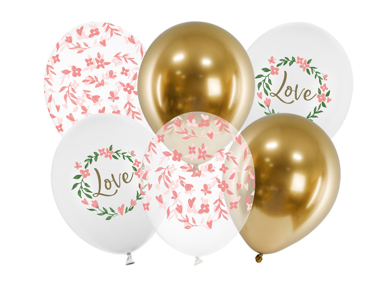 6 Motivballons - Ø 30cm - Love Flowers
