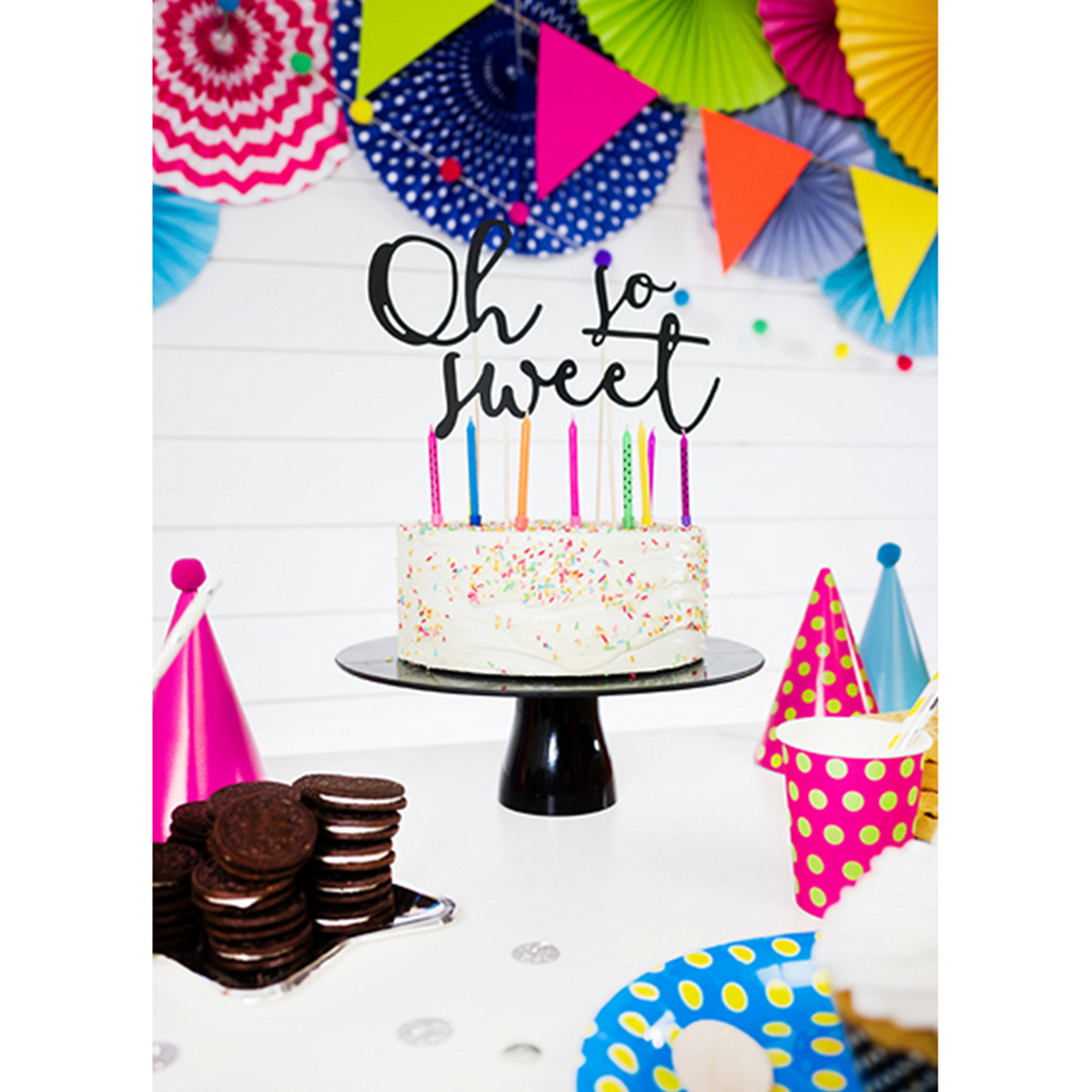 6 Kuchenkerzen mit Halterung - Bunt