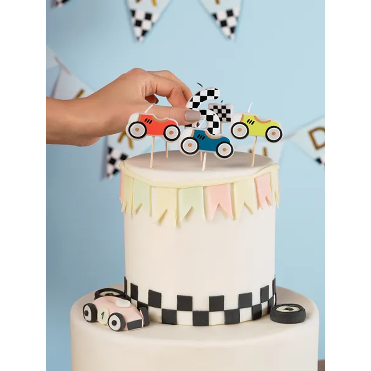 5 Kuchenkerzen - Racing Cars