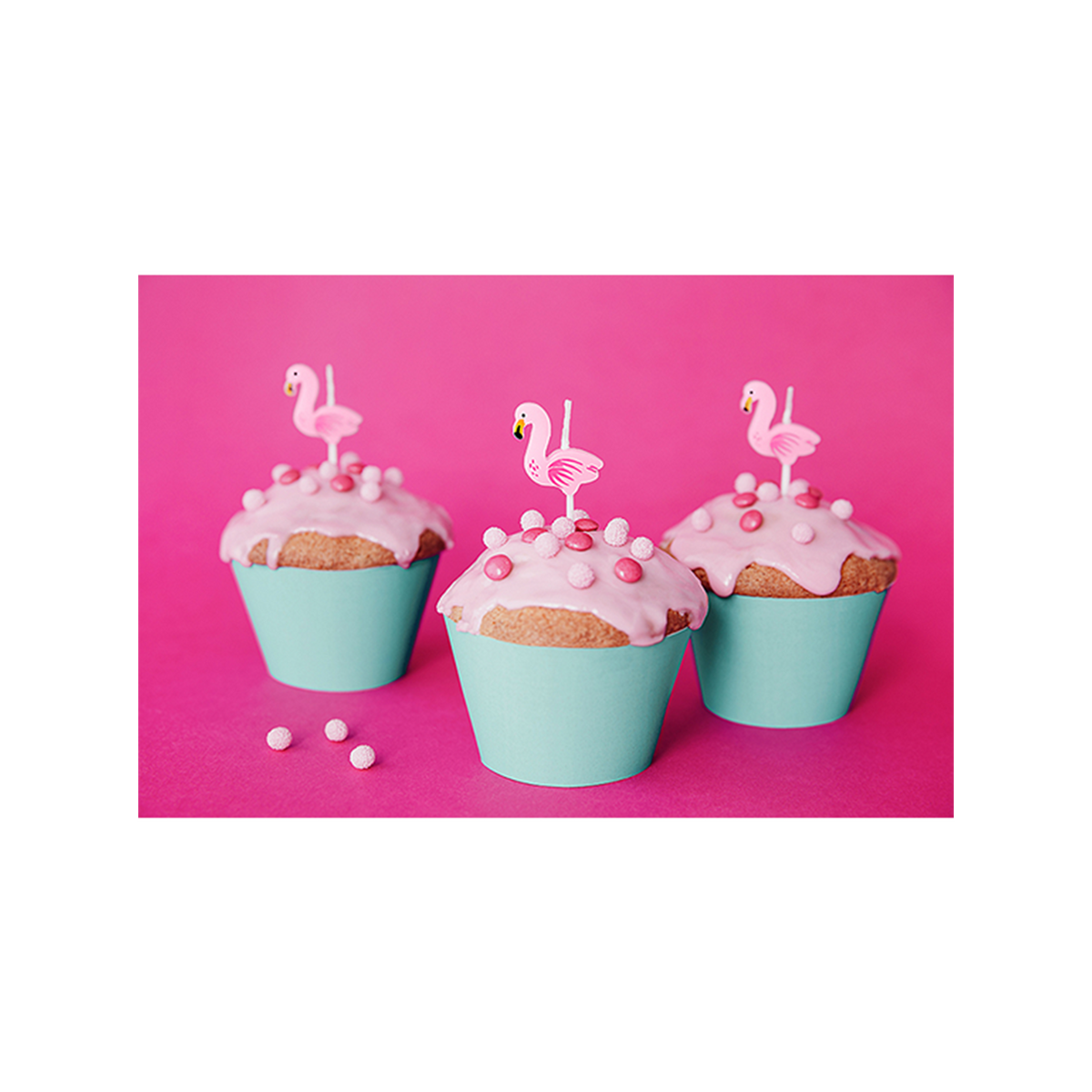 5 Kuchenkerzen - Flamingo