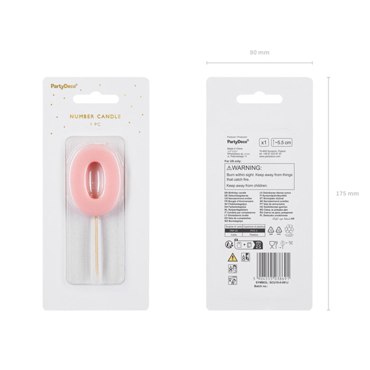 1 Kuchenkerze - Zahl 0 - Rosa