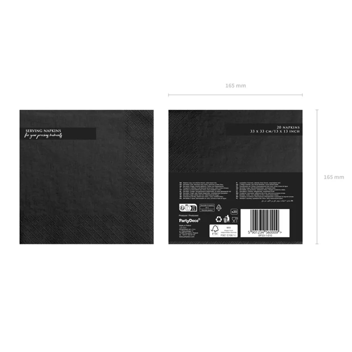 20 Servietten Dreilagig - schwarz - Ø 33cm