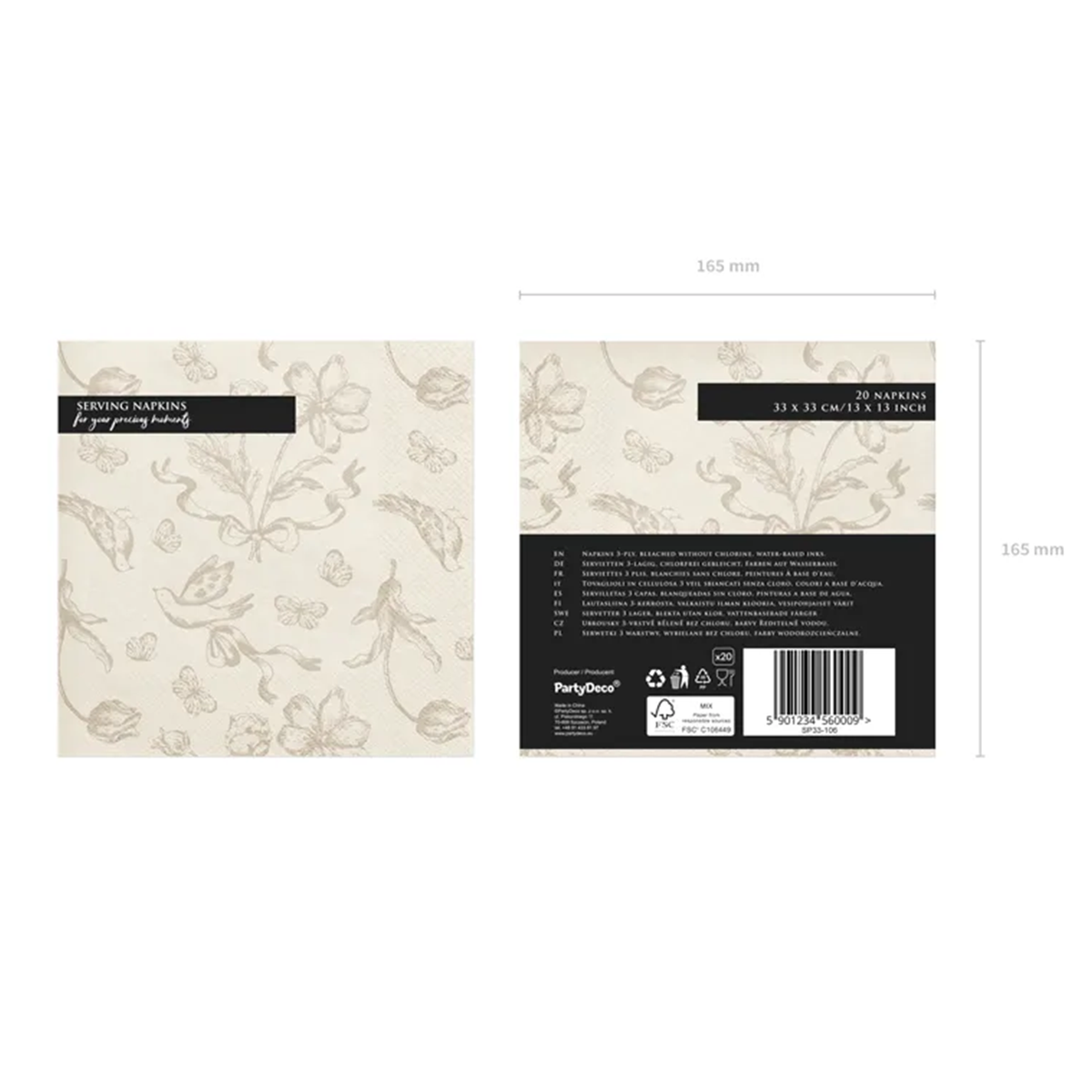 12 Servietten - 33cm - Blumen