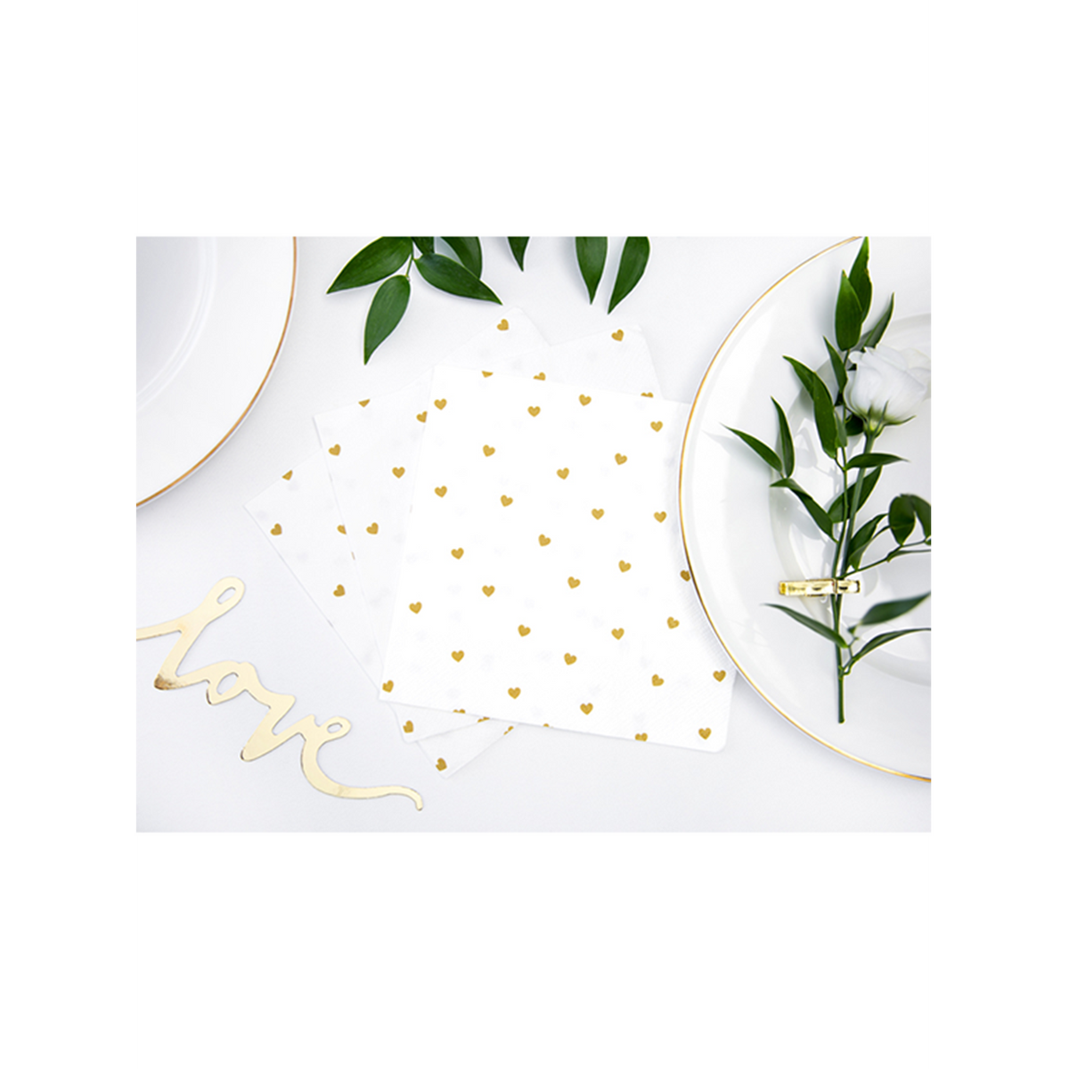 20 Servietten Trend - 33cm - White With Hearts
