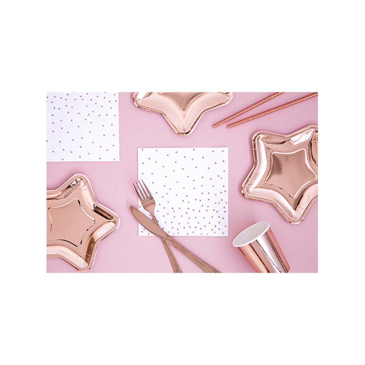 20 Servietten Trend - 33cm - White with RoseGold Dots
