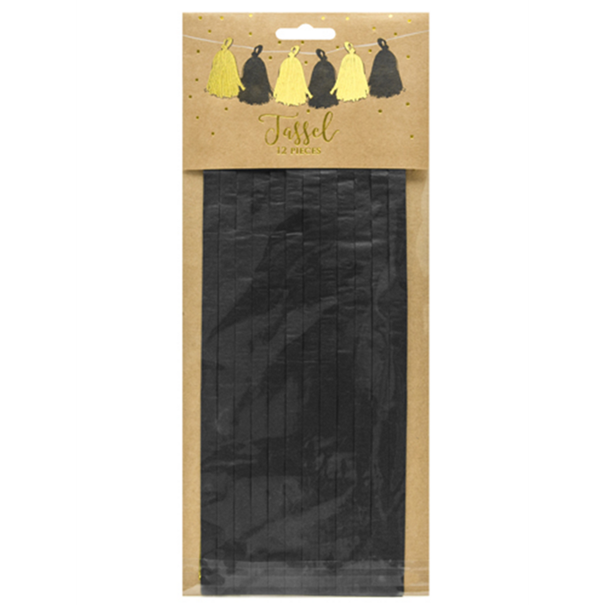 1 Tasselgirlande - 1,5m - Gold & Schwarz