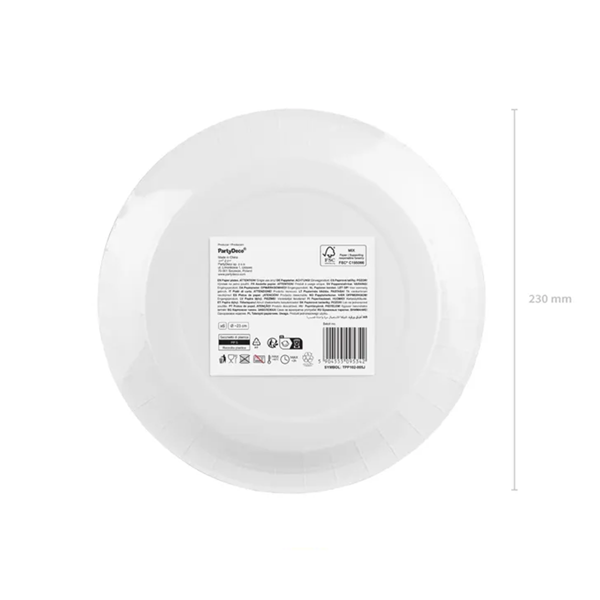 6 Pappteller - Hellorange - 23cm