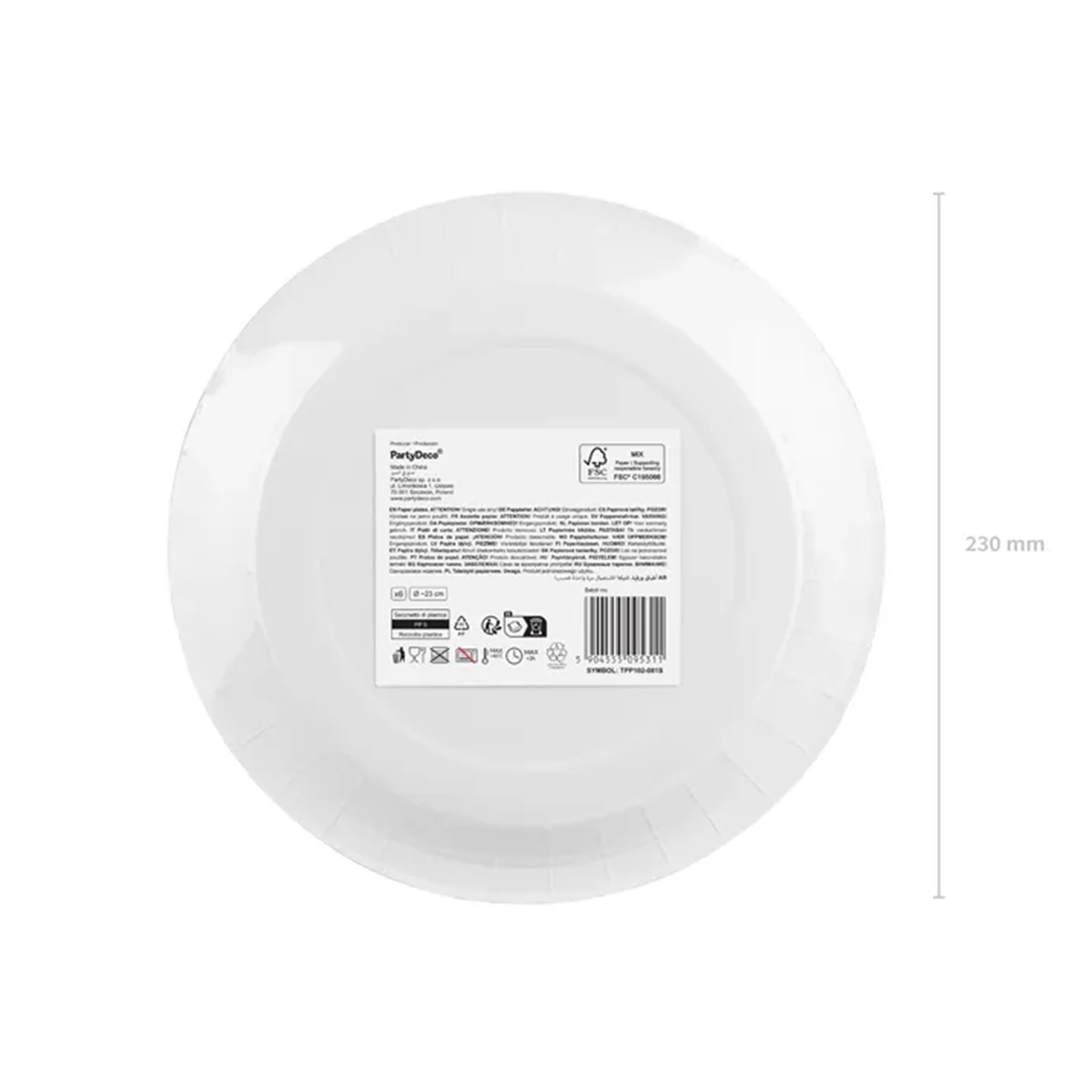 6 Pappteller - Hellrosa - 23cm