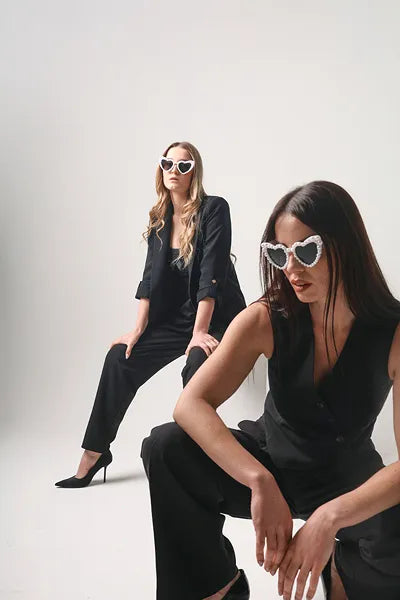 1 Paar - Herzförmige Brille mit Perlen - Weiß