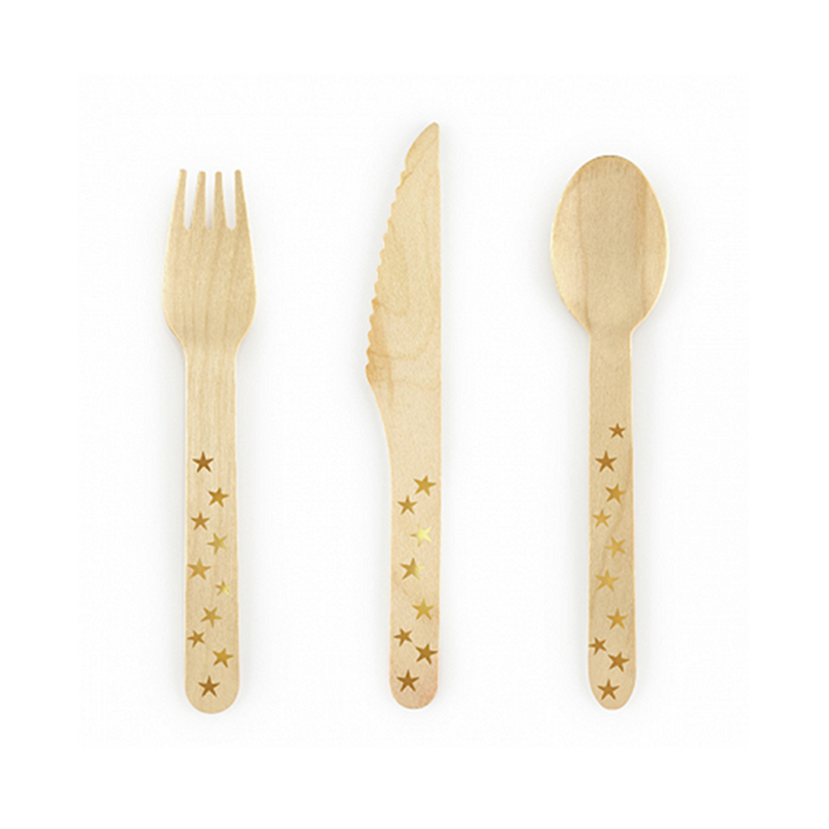 Holzbesteck - 18er Set - Stars Gold