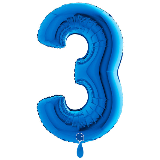 1 Balloon XXL - Number 3 - Blue