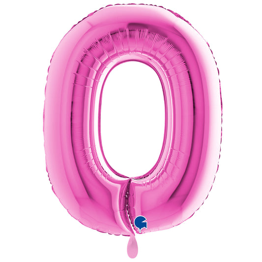 1 Balloon XXL - Number 0 - Fuxia