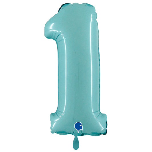 1 Balloon XXL - Number 1 - Pastel Blue