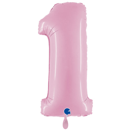 1 Balloon XXL - Number 1 - Pastel Pink