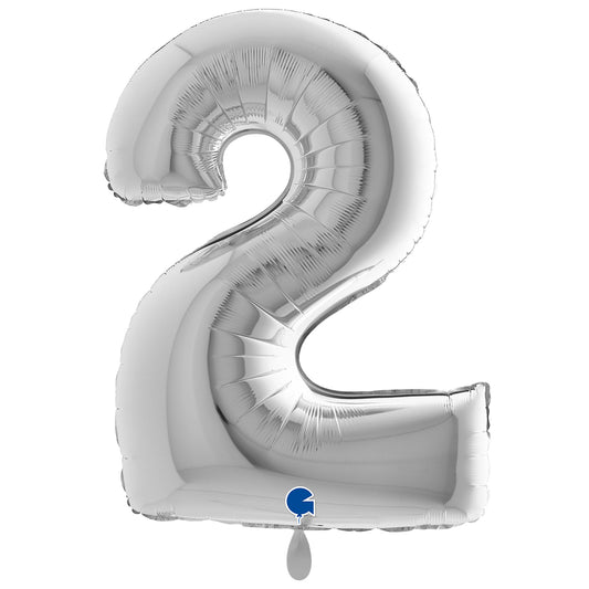 1 Balloon XXL - Number 2 - Silver
