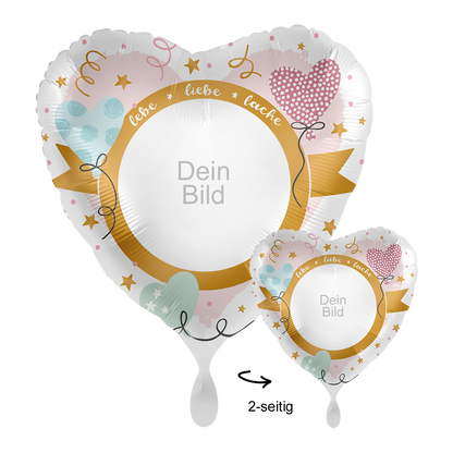 1 Ballon mit Foto - Birthday lebe liebe lache