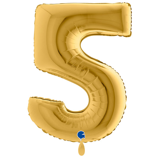 1 Balloon XXL - Number 5 - Gold