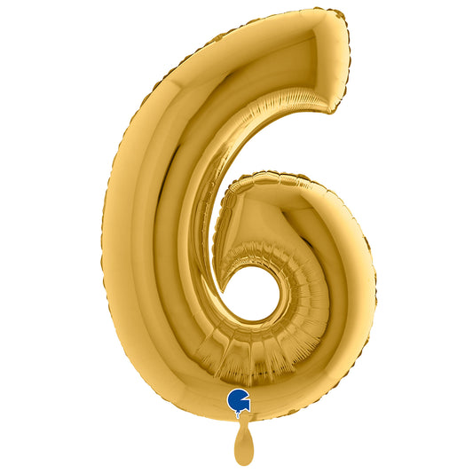 1 Balloon XXL - Number 6 - Gold