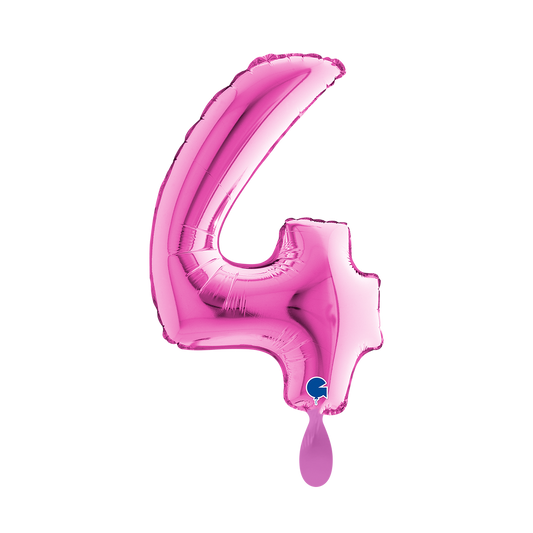 1 Balloon XS - Number 4 - Fuxia